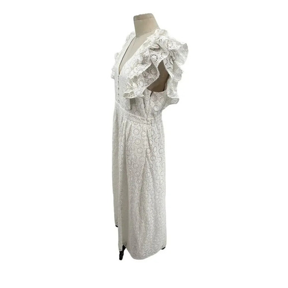 J. Crew Ruffle-Sleeve Maxi Dress in Eyelet in White Size 14 - Picture 6 of 15